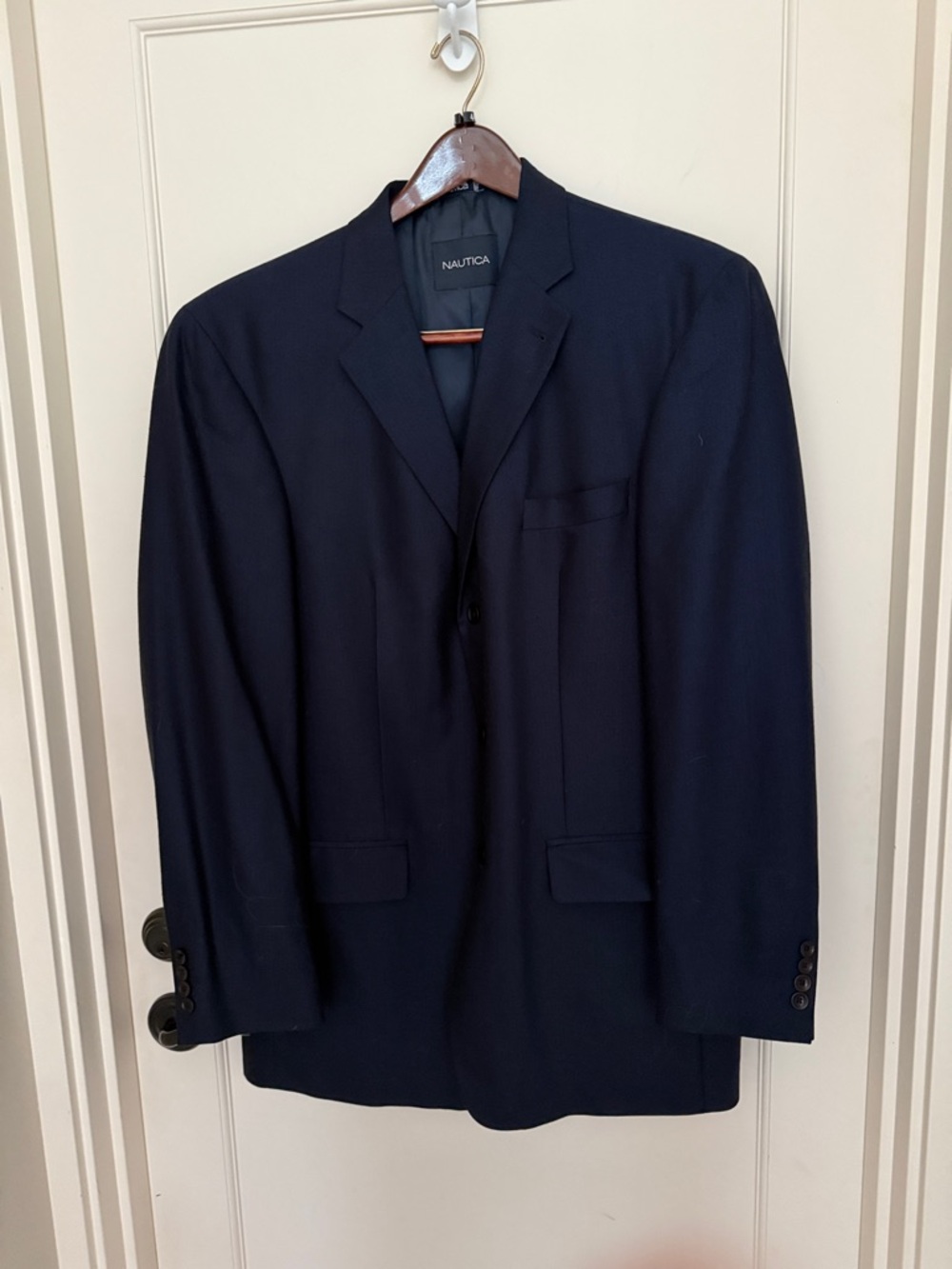 Nautica men’s navy 3-button silk/wool blazer 44L